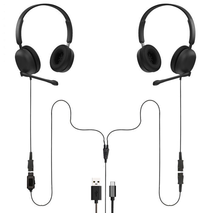 Training & Supervising TAA Compliant USB-A / USB-C Headset Bundle